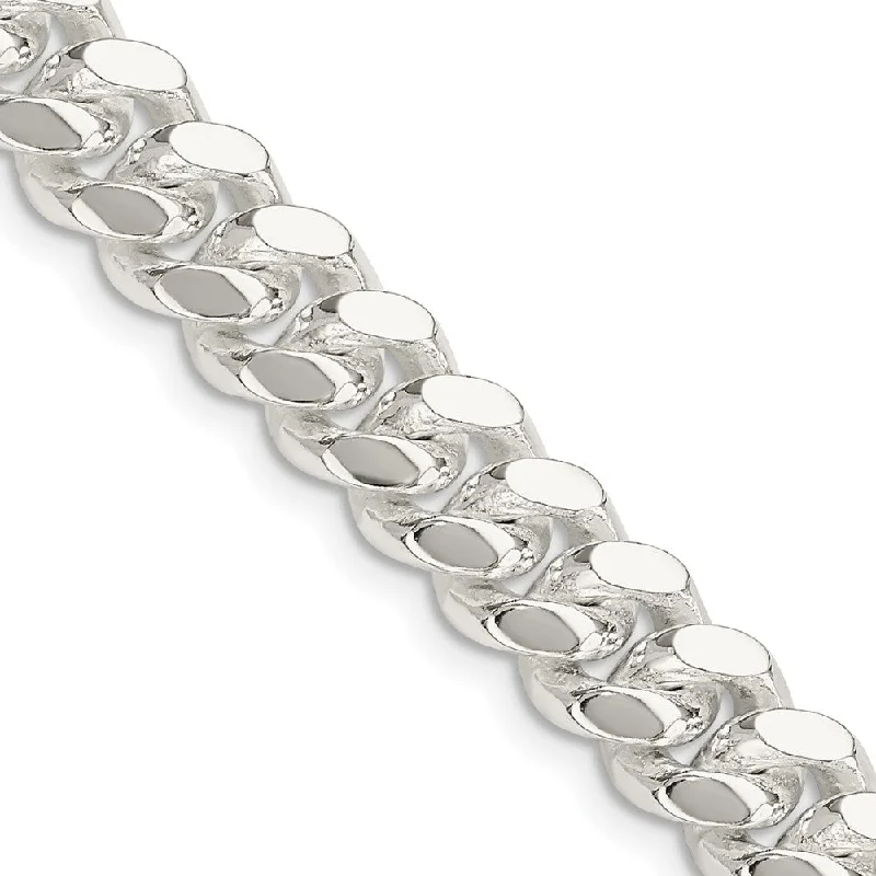 Men's 9mm Sterling Silver Solid Miami Curb Chain Bracelet