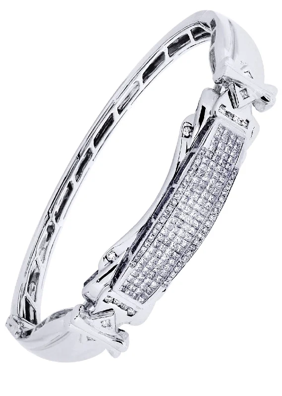 Mens Diamond Bangle White Gold| 1.95 Carats| 33.54 Grams