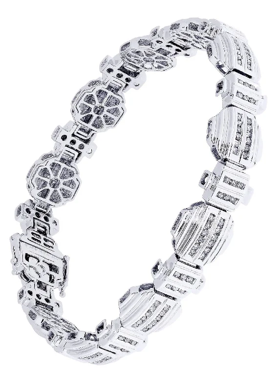 Mens Diamond Bracelet White Gold| 2.11 Carats| 39.74 Grams