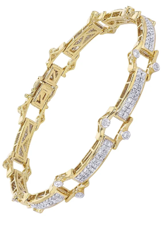 Mens Diamond Bracelet Yellow Gold| 2.29 Carats| 22.1 Grams