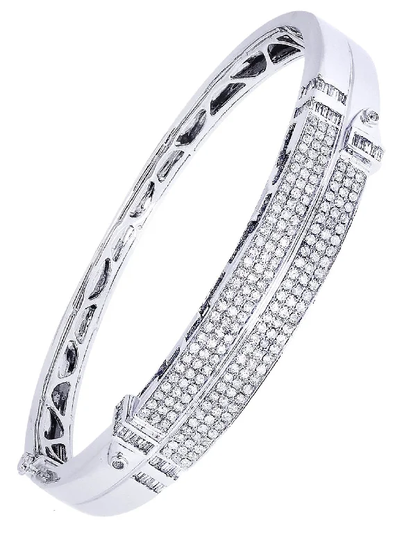 Mens Diamond Bangle White Gold| 2.35 Carats| 33.93 Grams