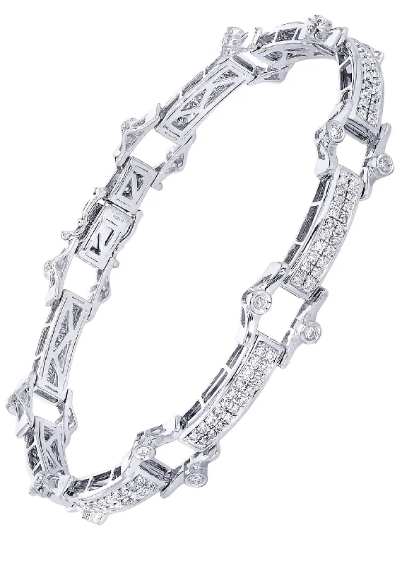 Mens Diamond Bracelet White Gold| 2.49 Carats| 22.11 Grams