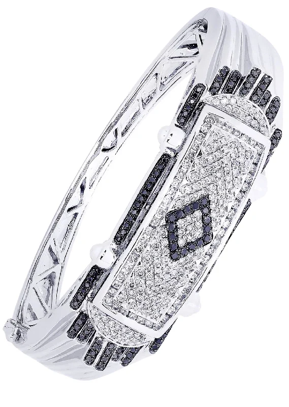 Mens Diamond Bangle White Gold| 2.64 Carats| 50.87 Grams