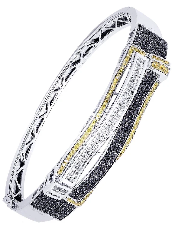 Mens Diamond Bangle White Gold| 2.97 Carats| 33.4 Grams