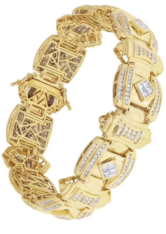 Mens Diamond Bracelet Yellow Gold| 3.31 Carats| 74.91 Grams