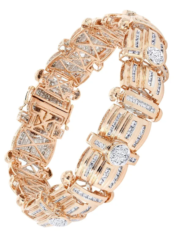 Mens Diamond Bracelet Rose Gold| 3.96 Carats| 60.77 Grams