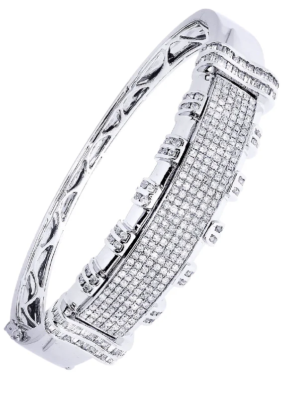 Celebrate Every Occasion With Sparkling Savings Mens Diamond Bangle White Gold| 4.43 Carats| 37.32 Grams
