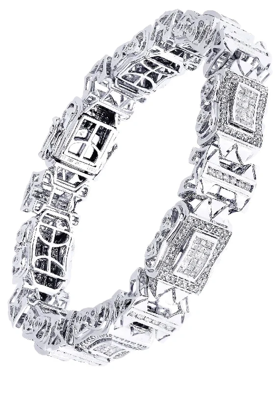 Mens Diamond Bracelet White Gold| 5.18 Carats| 56.08 Grams