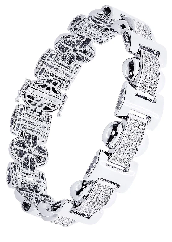 Mens Diamond Bracelet White Gold| 6.34 Carats| 45.89 Grams