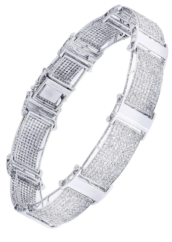 Mens Diamond Bracelet White Gold| 7.52 Carats| 27.3 Grams