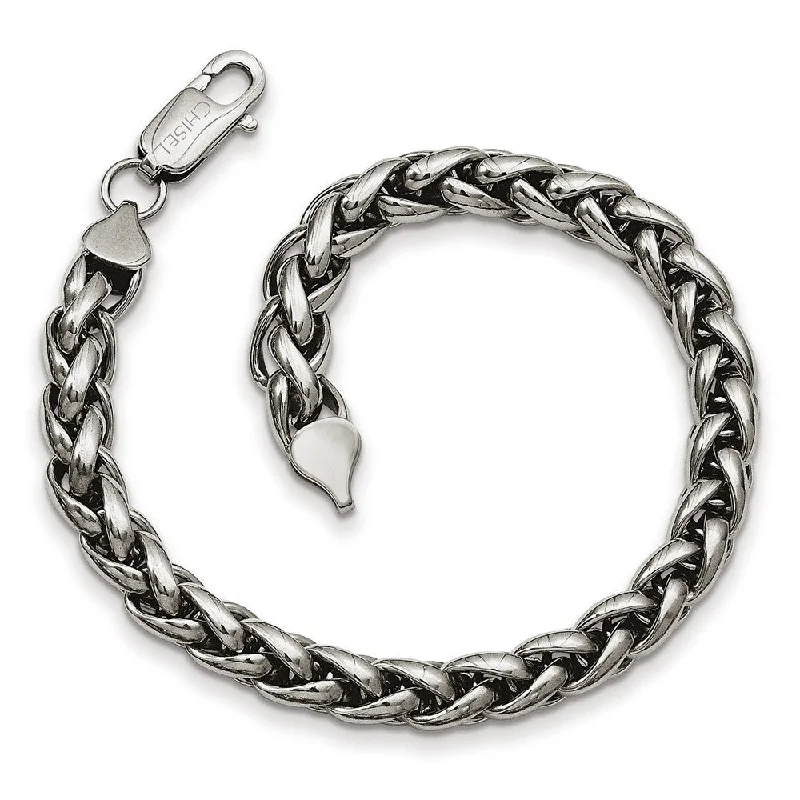 Affordable Luxury Jewelry For Every Occasion Men's Stainless Steel 7mm Polished Spiga Chain 8.5 Inch Affordable Luxury Jewelry For Every Occasion Men's Stainless Steel 7mm Polished Spiga Chain 8.5 Inch