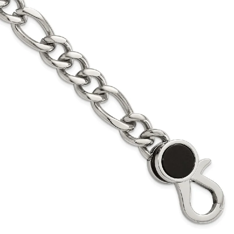 Jewelry Sale Alert – Shop Timeless Elegance Today Men's Stainless Steel & Black Agate Fancy Figaro Chain Bracelet, 8 In Jewelry Sale Alert – Shop Timeless Elegance Today Men's Stainless Steel & Black Agate Fancy Figaro Chain Bracelet, 8 In