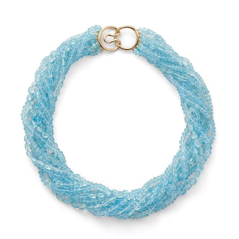 Grab Your Favorite Jewelry At The Lowest Prices Aquamarine Nine-Strand Twist Necklace