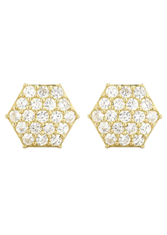 10K Octagon  Gold Earrings For Men | Appx 1/2 Inches Wide