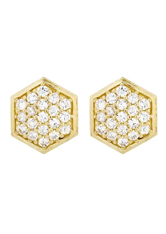 10K Octagon Gold Earrings For Men | Appx 1/2 Inches Wide