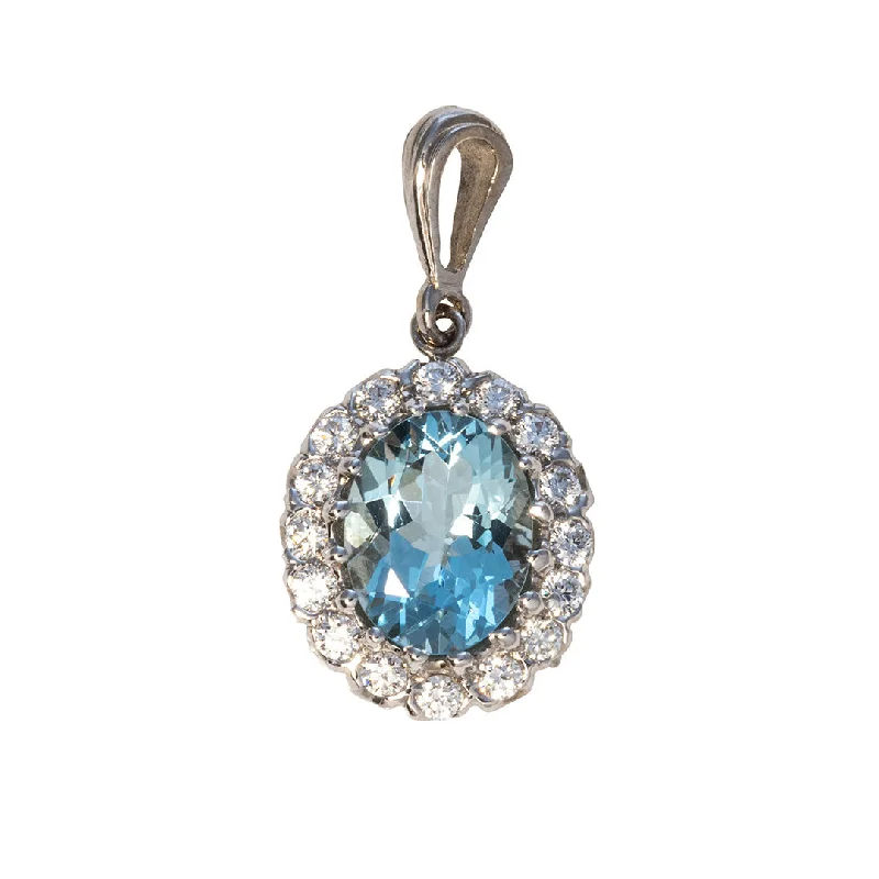 Unbeatable Offers On Luxury And Everyday Jewelry Oval Aquamarine & Diamond Cluster 14K White Gold Pendant Unbeatable Offers On Luxury And Everyday Jewelry Oval Aquamarine & Diamond Cluster 14K White Gold Pendant
