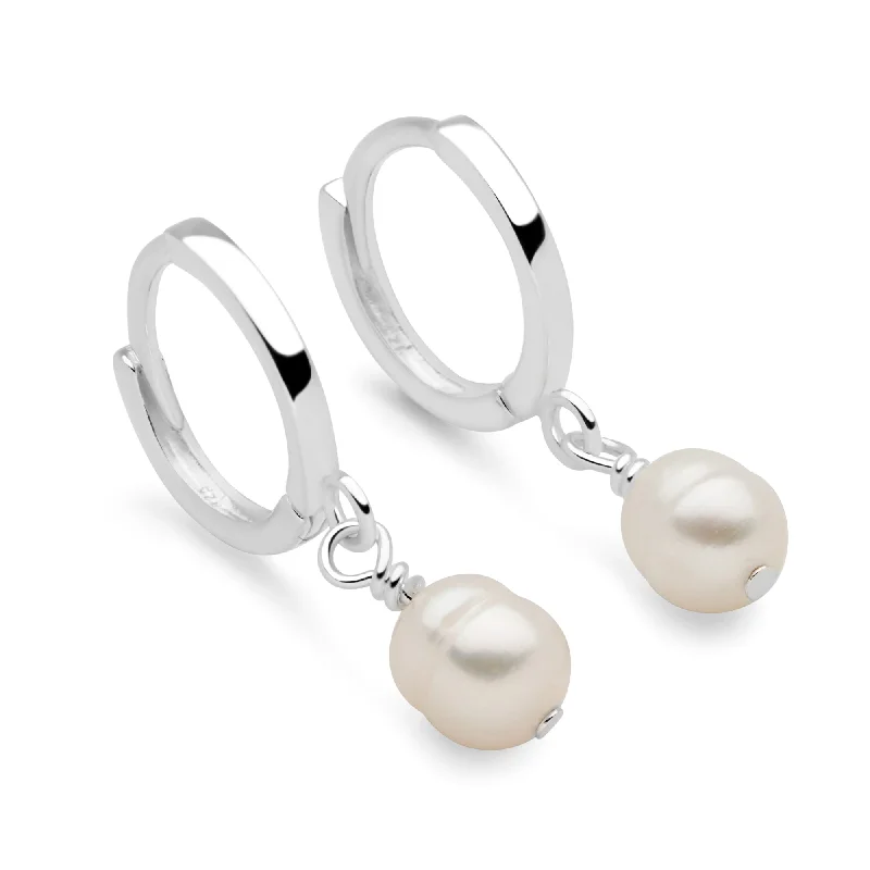 Pearl Charm Hoops