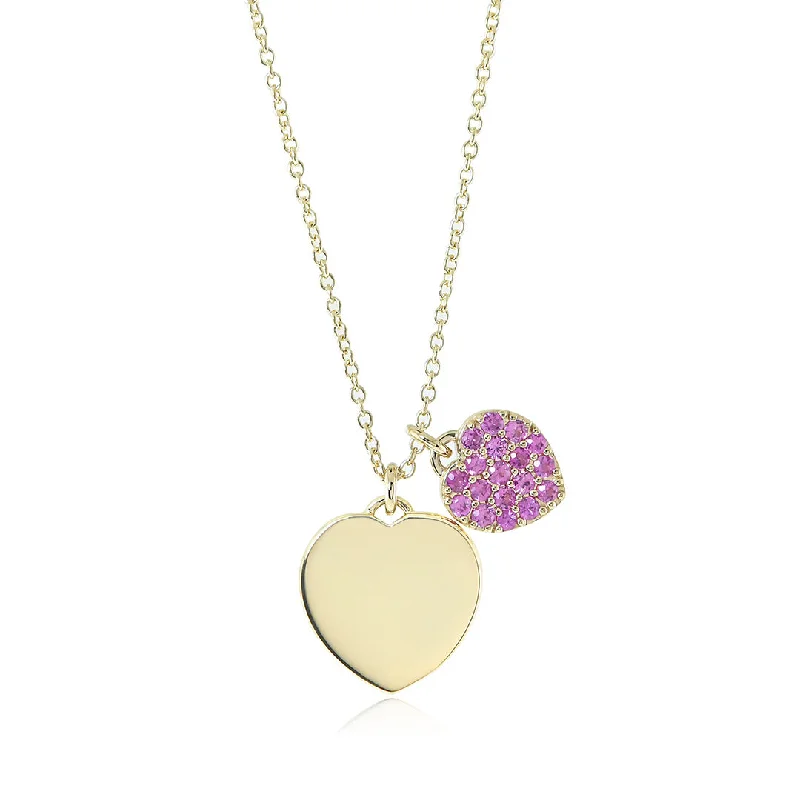 Limited-Time Offer On Elegant Jewelry Pieces Pink Sapphire & Gold Heart Pendant Necklace