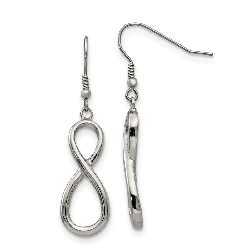 Don't Miss Out On Jaw-Dropping Jewelry Discounts Polished Infinity Dangle Earrings in Stainless Steel Don't Miss Out On Jaw-Dropping Jewelry Discounts Polished Infinity Dangle Earrings in Stainless Steel