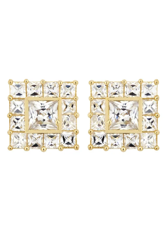 10K Princess  Gold Earrings For Men | Appx 1/2 Inches Wide