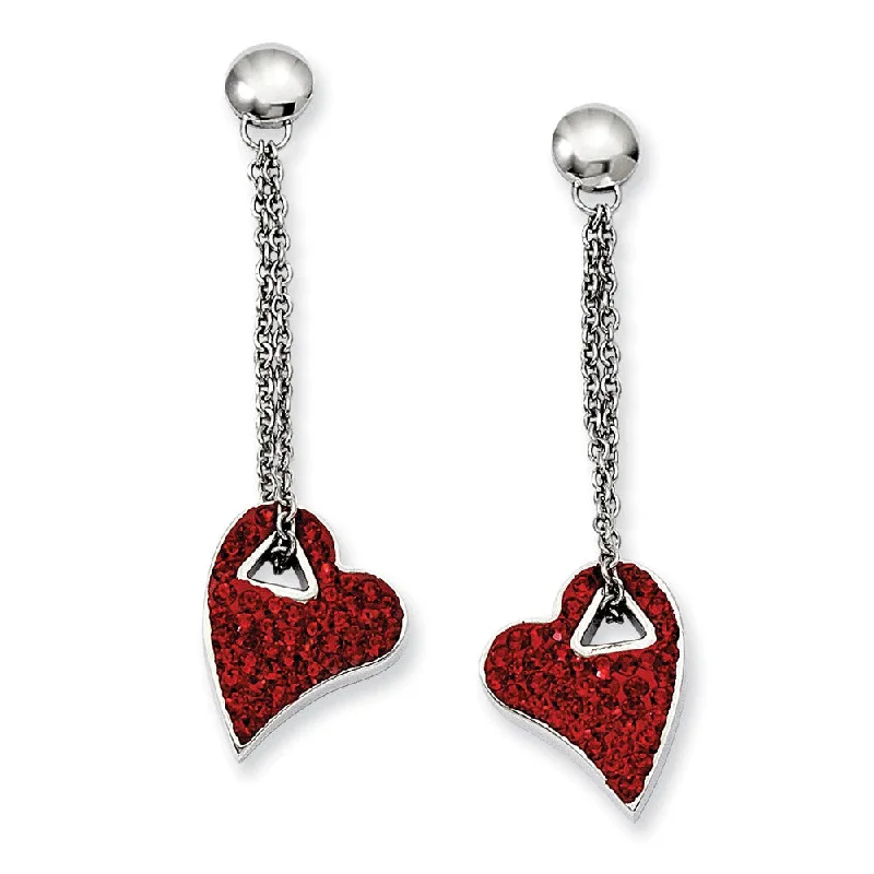 Your Dream Jewelry At Dream Prices Red Crystal Heart Post Dangle Earrings in Stainless Steel Your Dream Jewelry At Dream Prices Red Crystal Heart Post Dangle Earrings in Stainless Steel