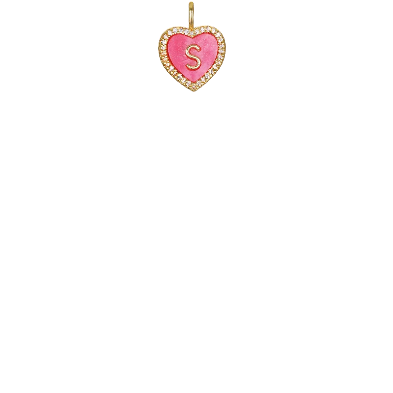 Big Discounts On Elegant Jewelry Collections "S" Pink Heart Initial Charm