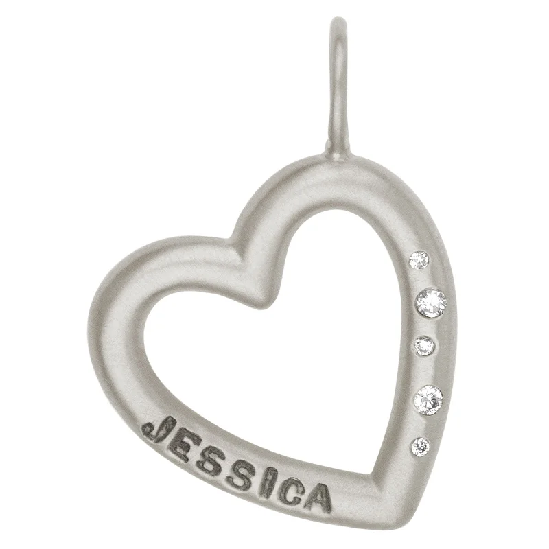 Shine Without Limits – Jewelry Sale Happening Now Silver Brushed Name Open Heart Charm