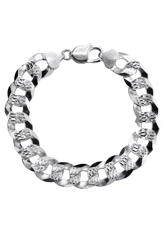 Silver Diamond Cut Curb Bracelet