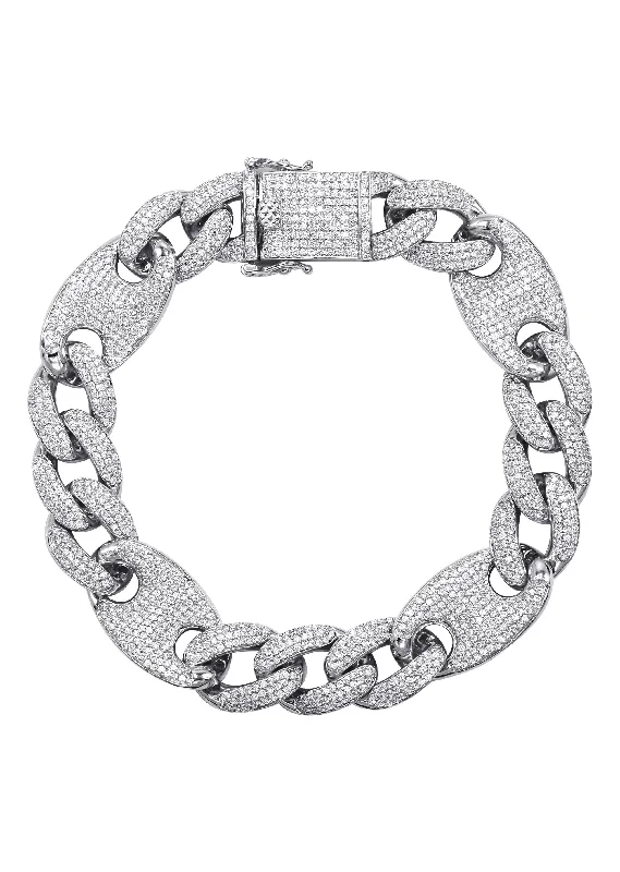 Silver White Ice Figaro Mariner Bracelet