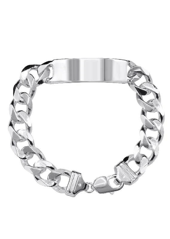 Silver White ID Cuban Bracelet