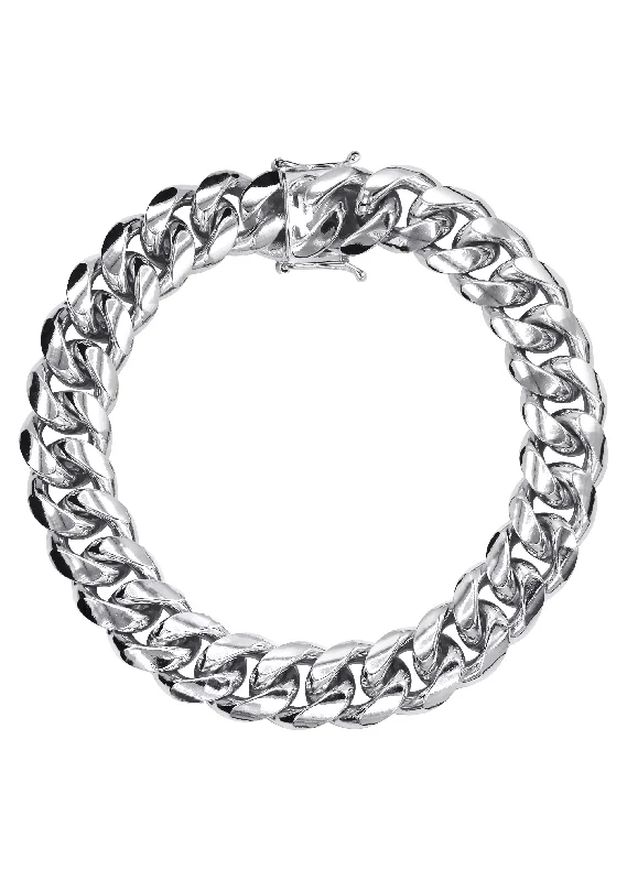 Silver White Miami Cuban Link Bracelet