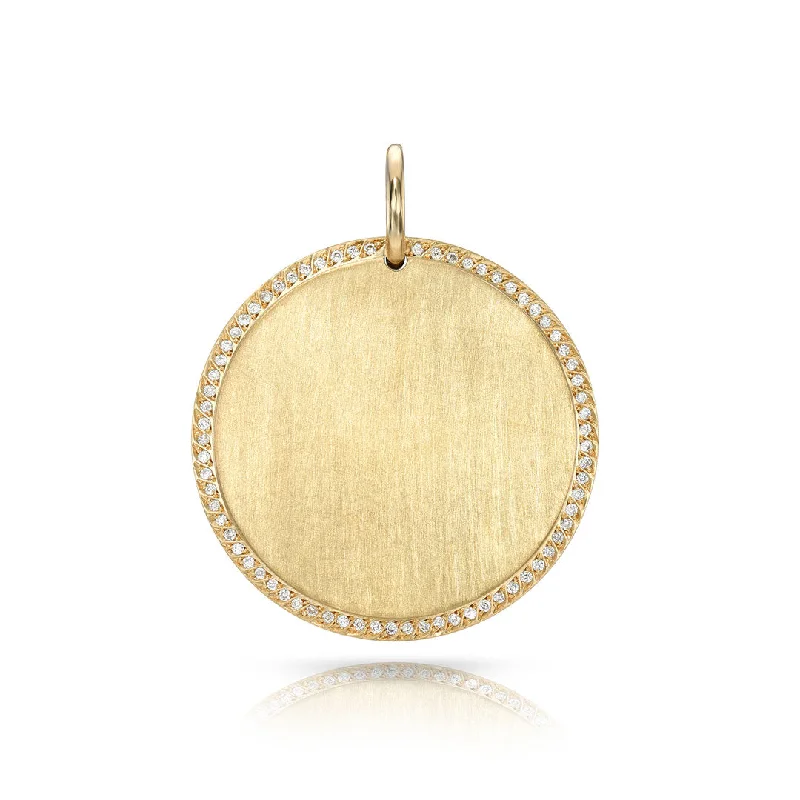 Romantic Heart-Shaped Jewelry For Special Gifts Single Stone Pavé Frame Round Disc Pendant Romantic Heart-Shaped Jewelry For Special Gifts Single Stone Pavé Frame Round Disc Pendant