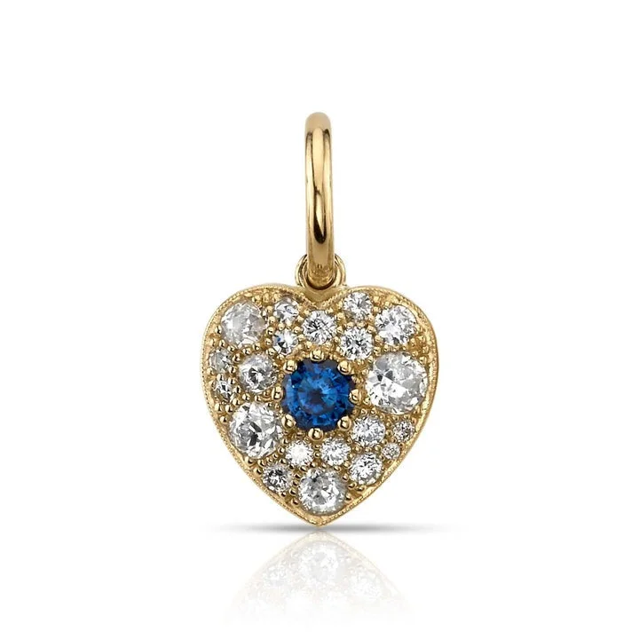 Single Stone Small Cobblestone Sapphire Heart Pendant