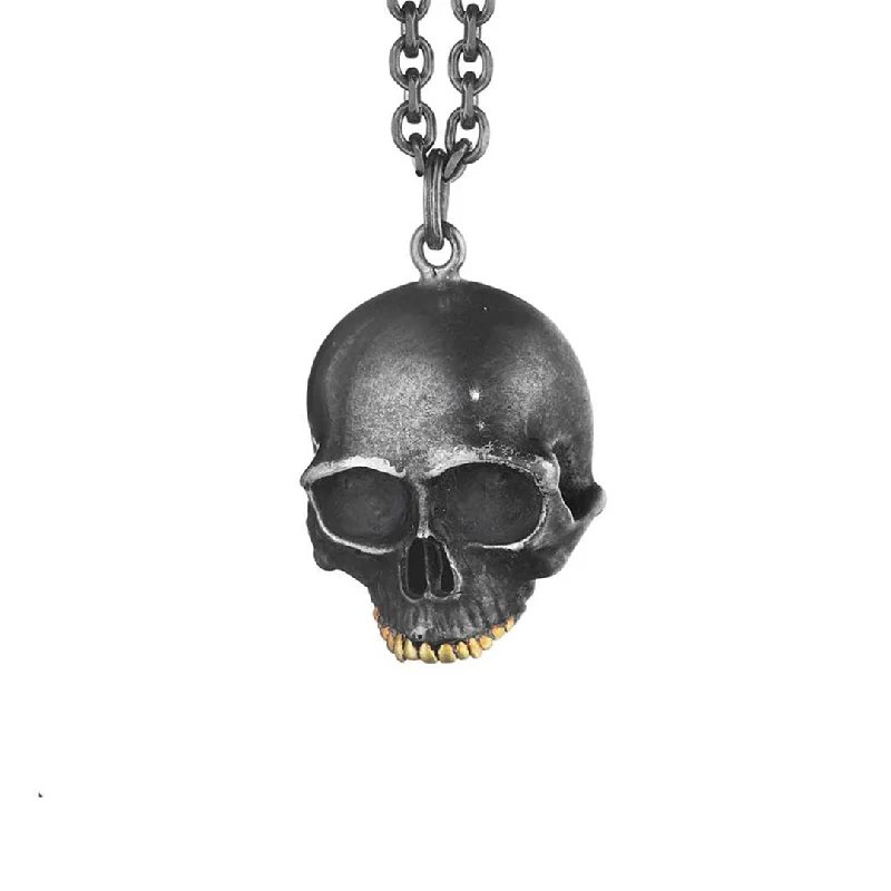 Elevate Your Outfit With Discounted Statement Jewelry Black Skull Pendant Necklace