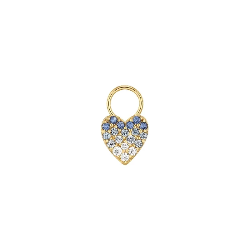 Solid Cz Heart Hoop Charm (Blue Ombre)