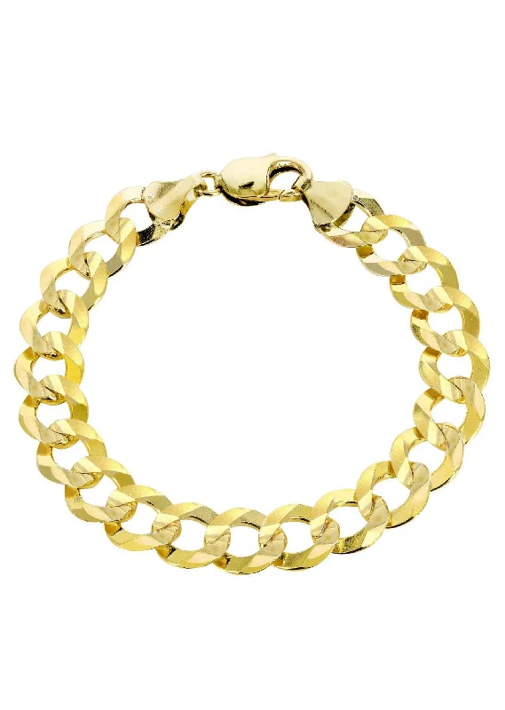 Solid Mens Cuban Curb Link Bracelet 10K/14K Yellow Gold