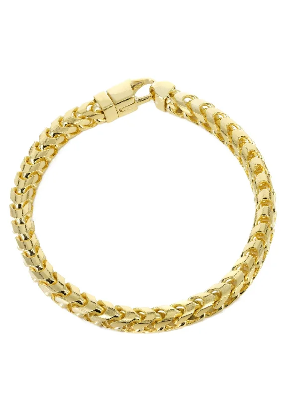 Solid Mens Franco Bracelet 10K/14K Yellow Gold