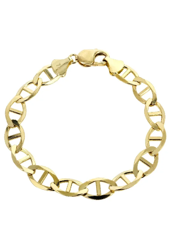 Solid Mens Mariner Bracelet 10K/14K Yellow Gold