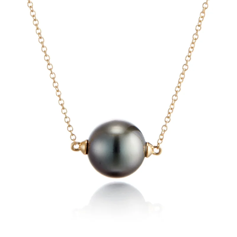 Handcrafted Jewelry Sale – Unique Designs At Low Prices 10mm Tahitian Pearl Solitaire Necklace