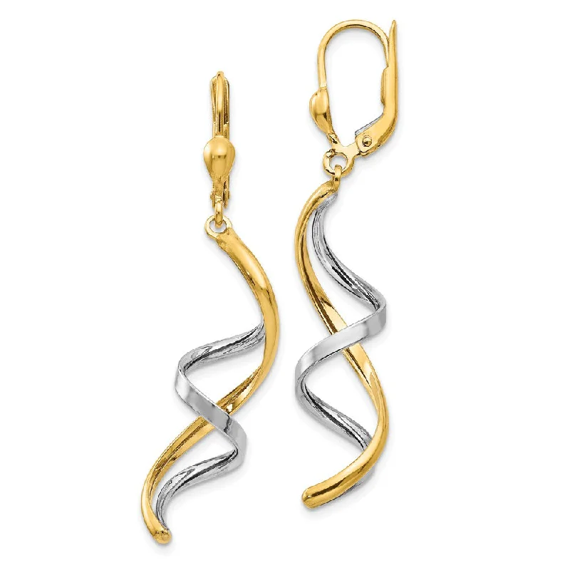 Spiral Lever Back Earrings in 14k Two-tone Gold