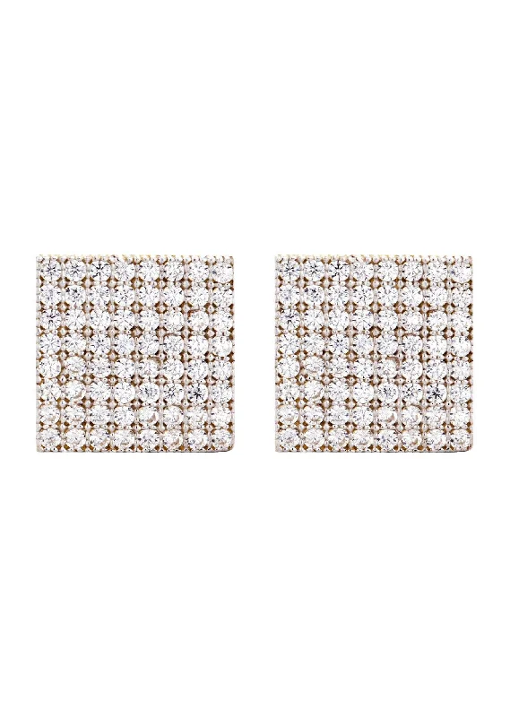 10K Square Gold Earrings For Men | Appx 1/2 Inches Wide