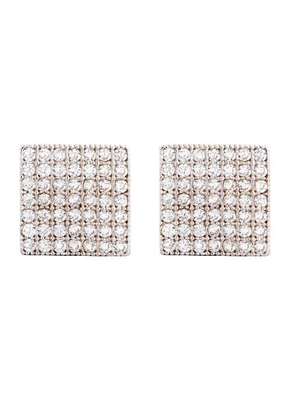 10K Square Gold Earrings For Men | Appx 3/8 Inches Wide