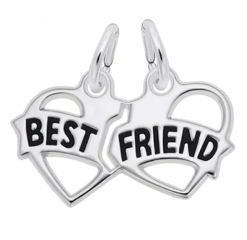 Sterling Silver Best Friends Hearts Charm