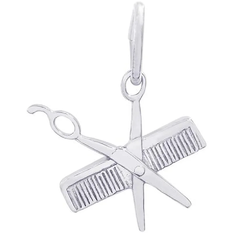 Sterling Silver Comb And Scissors Charm