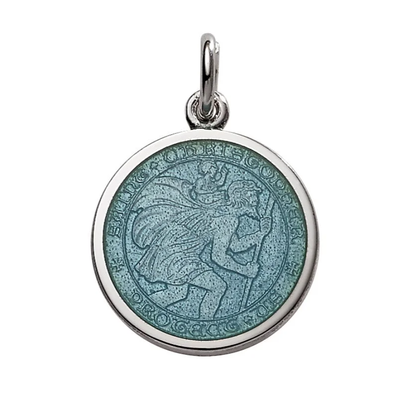 Sterling Silver Enamel St. Christopher Medal Pendant