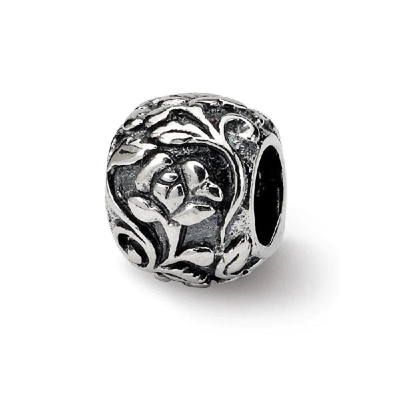 Sterling Silver Flower and Vine Bead Charm