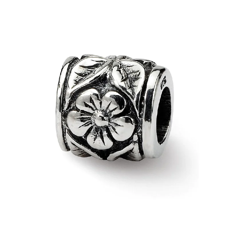 Sterling Silver Flower Barrel Bead Charm