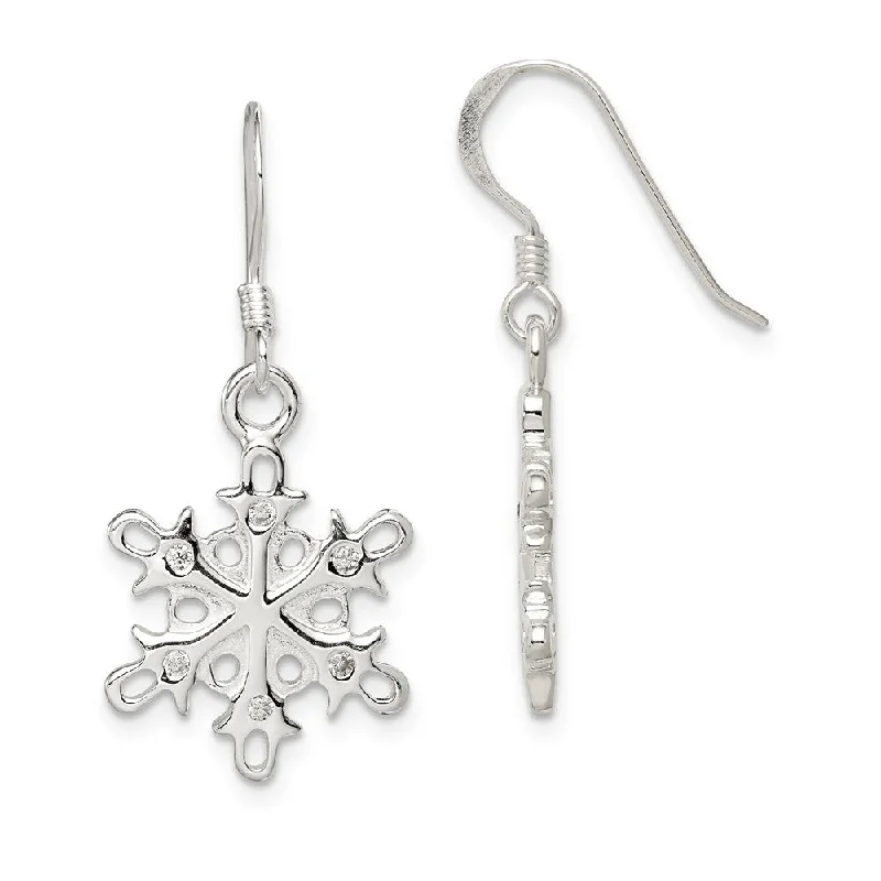 Best Jewelry Sale – Shop Exclusive Designs Now Sterling Silver Polished and Satin CZ Snowflake Dangle Earrings Best Jewelry Sale – Shop Exclusive Designs Now Sterling Silver Polished and Satin CZ Snowflake Dangle Earrings