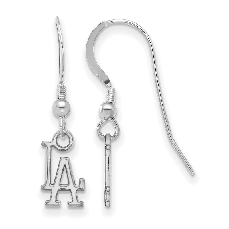 Sterling Silver Rhod-Plated MLB Los Angeles Dodgers XS Dangle Earrings