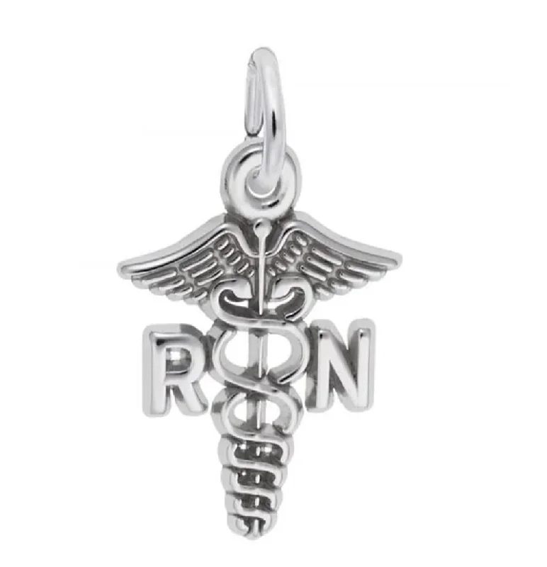 Sterling Silver RN Caduceus Charm